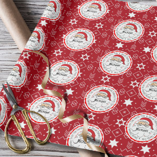 Papier Cadeau De Père Noël Cute traditionnel Flocon de neige Noë