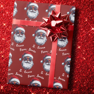 Papier cadeau de Père Noël, nom personnalisé de Sa