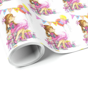 Papier cadeau de petite fille mignonne