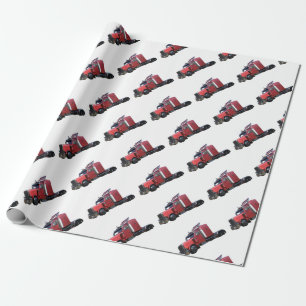Papier Cadeau De rouge camion métallique de Traler de tracteur