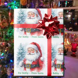 Papier Cadeau De Santa Claus Ajouter le nom de l'enfant Rouleau