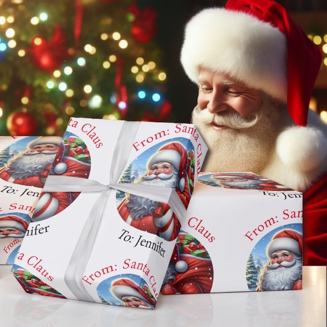Papier Cadeau De Santa Claus Ajouter Nom de l'enfant Grand Échel (Créateur téléchargé)