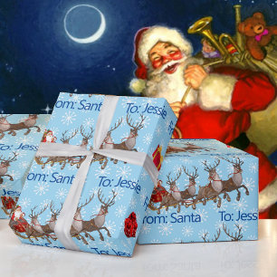 Papier Cadeau De Santa Claus Noël Ajouter Nom de l'enfant Neige