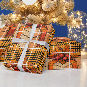 Papier cadeau de Thanksgiving à motif écossais