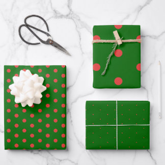 Papier cadeau de vacances Green Red Polka Dot