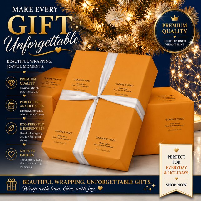 Papier cadeau de vacances Orange Doré (Créateur téléchargé)