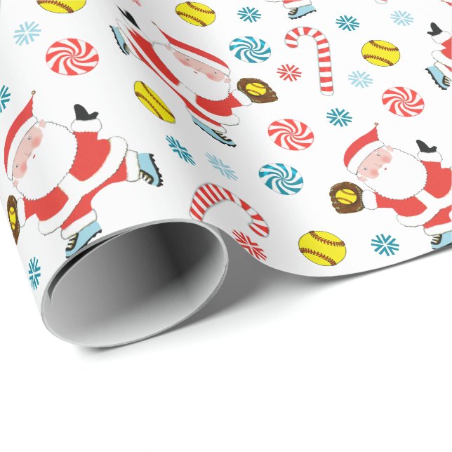 Papier cadeau de vacances Softball (Coin rond)