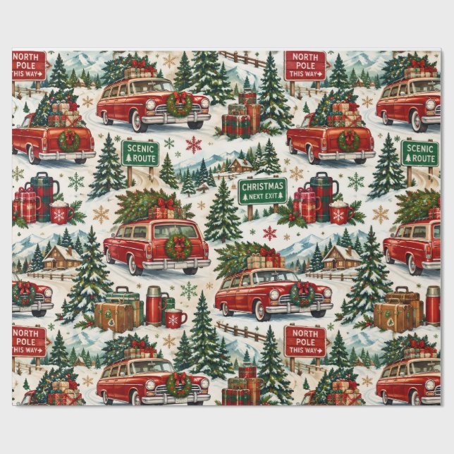 Papier cadeau de voyage de Noël (Plat)