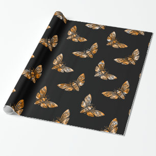 Papier Cadeau Death's Head Moth Pattern
