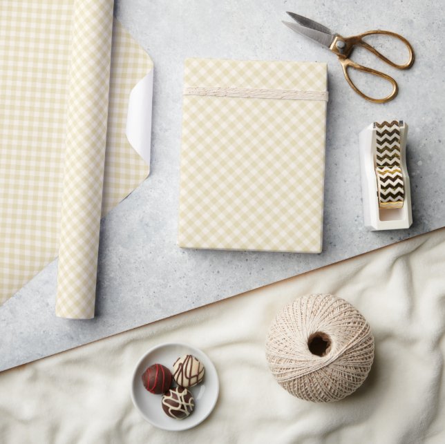 Papier Cadeau Début d'Automne Rétro Gingham | Blé Doré  (Artisanat)