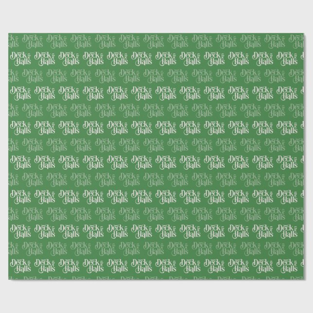 Papier Cadeau Deck the Halls vert (Plat)