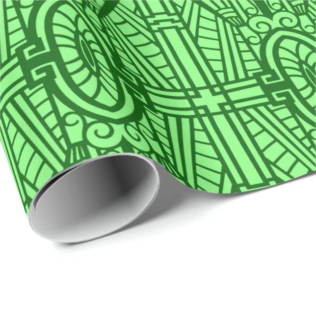 Papier Cadeau Déco Motif Architectural, Jade Vert Lumière (Coin rond)