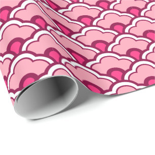 Papier Cadeau Déco pétoncles chinois, fuchsia et rose pâle