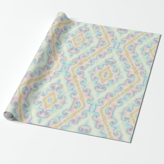 Papier Cadeau Décor beige pastel vert pastel sans charme (Déroulé)