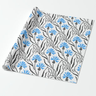 Papier Cadeau Décor croix de Cornflower bleu