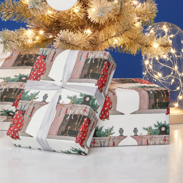 Papier Cadeau Décor de cheminée de Noël (Vacances)