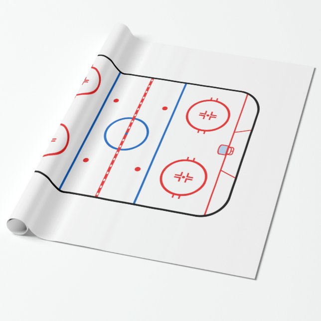 Papier Cadeau Décor de match de hockey de diagramme de patinoire (Déroulé)