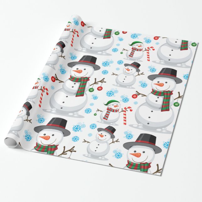 Papier Cadeau Décor de Noël Snowman (Déroulé)
