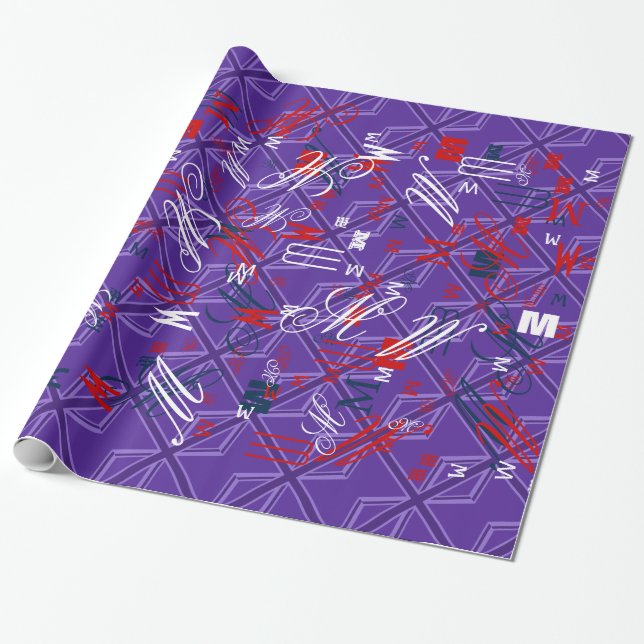 Papier Cadeau Décor Union Jack Accent Violet (Déroulé)