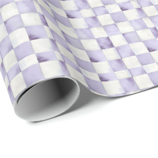 Papier cadeau décoratif à carreaux violets