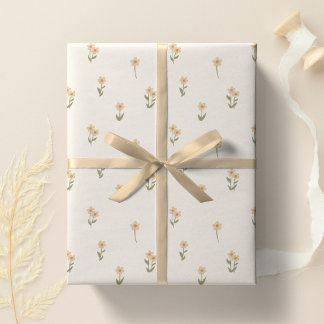 Papier Cadeau Décoratif Boho Ditsy Floral Cottagecore Beige