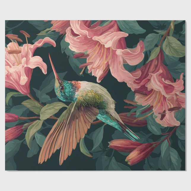 Papier cadeau décoratif Colibri Floral (Plat)