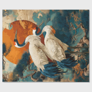 Papier cadeau décoratif Grue japonaise