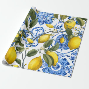 Papier cadeau décoratif méditerranéen au citron