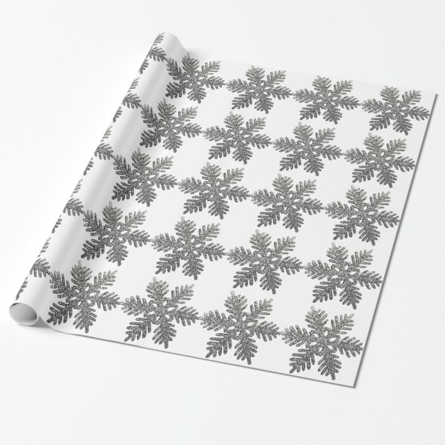 Papier Cadeau Décoration argentée de Noël de flocon de neige de (Déroulé)