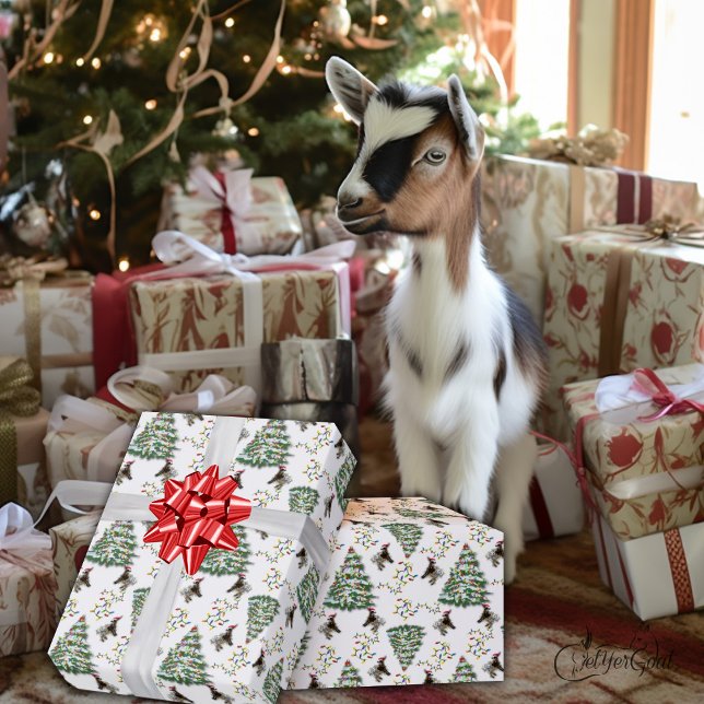 Papier Cadeau Décoration de l'arbre de Noël de la chèvre (Créateur téléchargé)