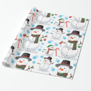 Papier Cadeau Décoration de Noël bonhomme de neige