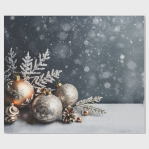 Papier Cadeau Décoration de Noël Grise Férié