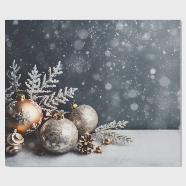 Papier Cadeau Décoration de Noël Grise Férié (Plat)