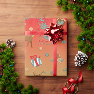 Papier Cadeau Décoration de Noël vintage pour rennes