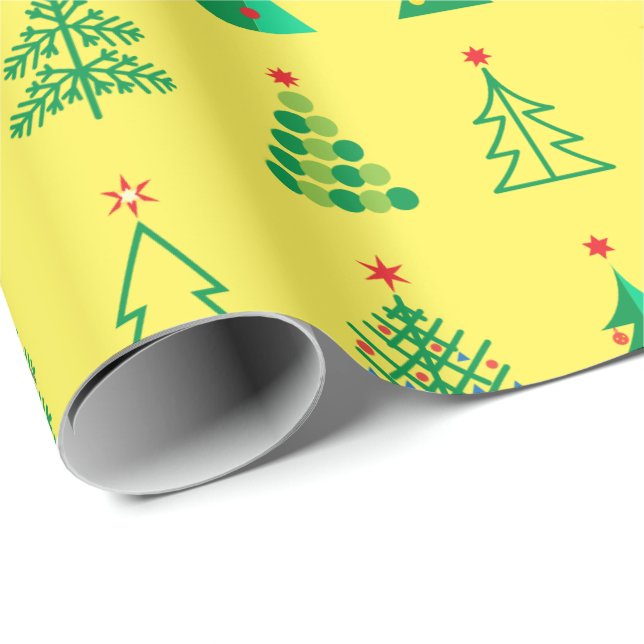 Papier Cadeau Décoration des cadeaux de vacances d'hiver sapin d (Coin rond)