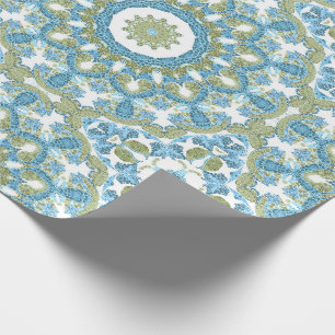 Papier Cadeau décoration d'ornement bleu vert blanc