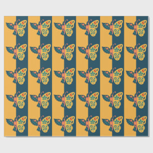 Papier Cadeau Décoration papillon colorée avec des éléments flor