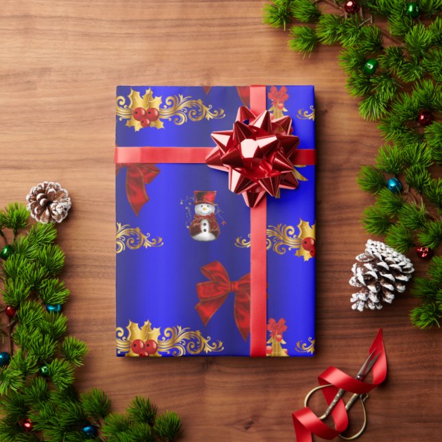 Papier Cadeau Décorations de Noël Bleu (Créateur téléchargé)