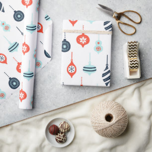 Papier Cadeau Décorations de Noël bleu blanc bleu marine