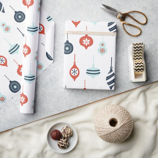 Papier Cadeau Décorations de Noël bleu blanc bleu marine (Artisanat)