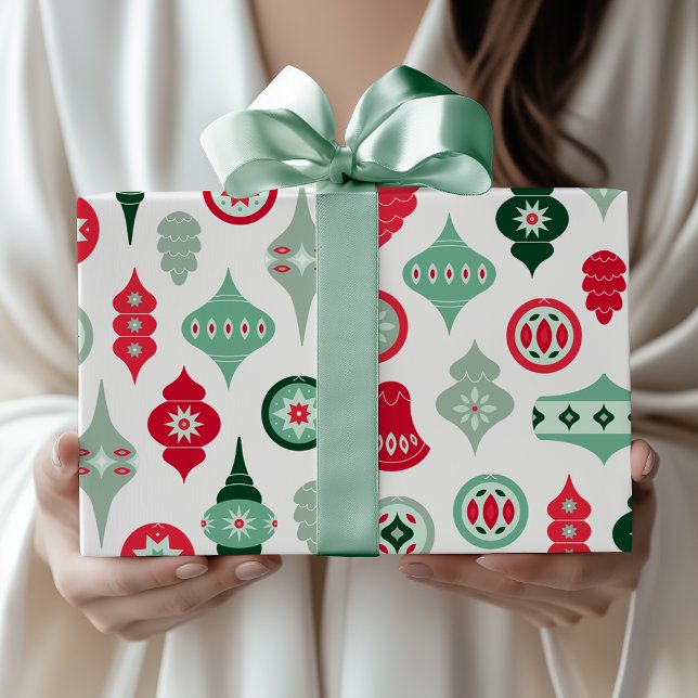 Papier Cadeau Décorations de Noël Rétro de Style Mid-Century Mod (Créateur téléchargé)