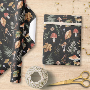 Papier Cadeau Découpage à motif botanique de champignons à l'aqu