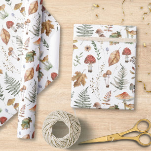 Papier Cadeau Découpage à motif botanique de champignons à l'aqu