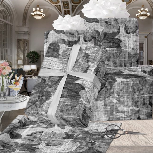 Papier Cadeau Découpage botanique en toile florale noire et blan (Créateur téléchargé)