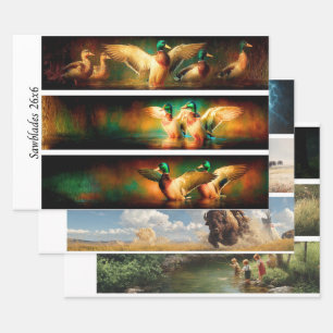 Papier cadeau découpage  Colvert pêche chasse 