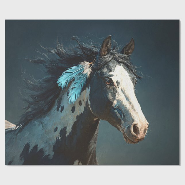 Papier Cadeau Découpage d'accent de plume de cheval Mustang Pint (Plat)
