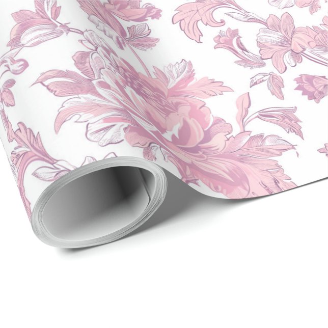 Papier Cadeau Découpage de chinoiserie rose clair (Coin rond)