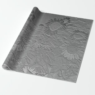 Papier Cadeau Découpage de conception florale gris argent du to