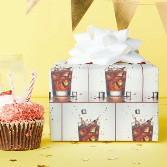 Papier Cadeau Découpage De Cubes De Glace En Whiskey (Fête d'anniversaire)