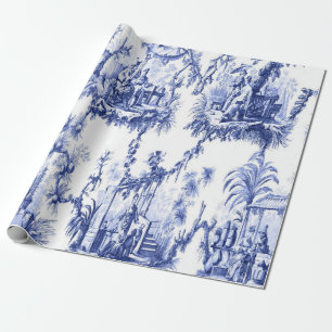 Papier Cadeau Découpage de la Chinoiserie bleue et blanche